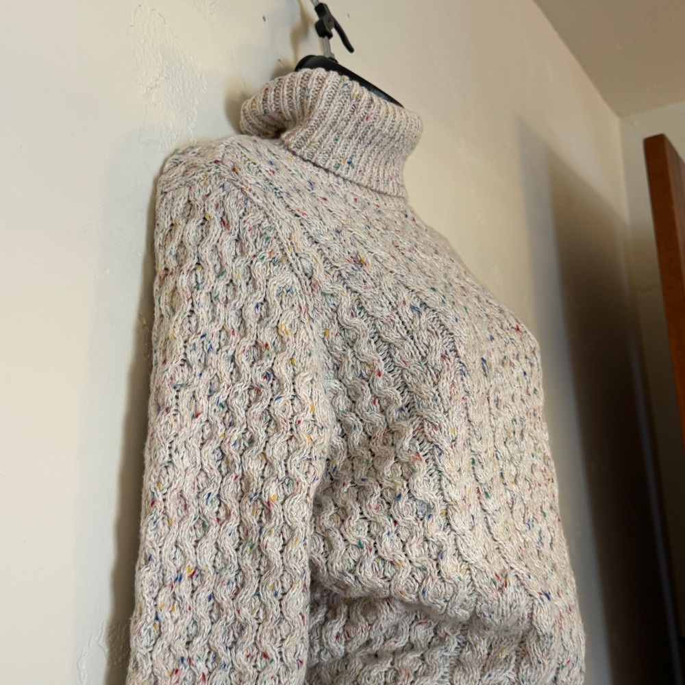 Lands' End Cozy Lofty Aran Cable Knit Turtleneck Sweater Size S - Picture 5 of 8